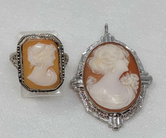 Cameo Pin Pendant and Ring