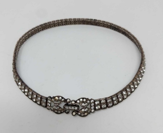 Sterling and Rhinestone Choker Necklace