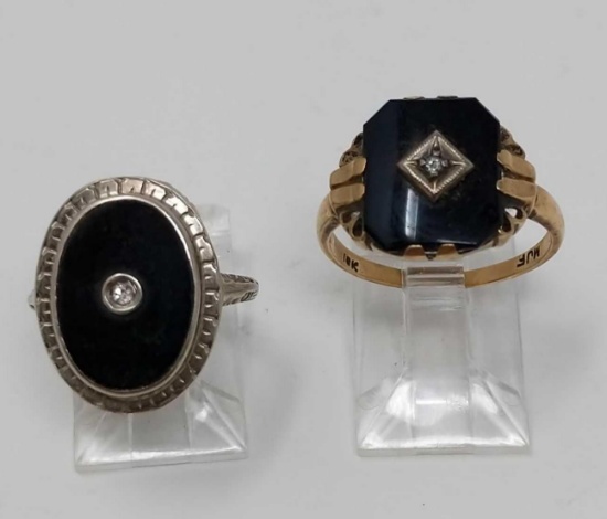 Two Gold & Black Onyx Rings