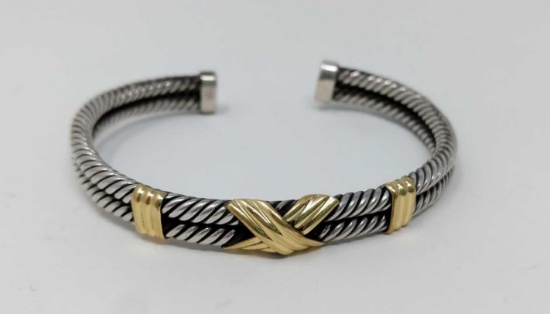 Sterling and Gold Cuff Bracelet