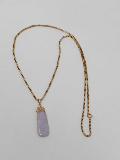 Gold Necklace and Jade Pendant