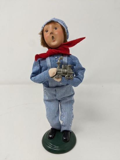 Byers' Choice "Bruce", Boy with Pewter Train, 9", 2000