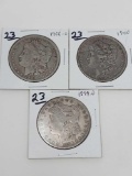 Morgan dollars: 1899O, 1900, 1900O VG-F