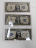 (3) $1 funny back silver certs 1928, (2) 34