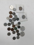 $1.70 90% silver; 6 Indian cents (2 damaged); 16 steel cents; (2) Buffalo nickels, 1916 & 1936