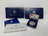 1987 US Silver Dollar Constitution Coin w/boxes and COA