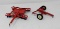 Two Red Toy Farm Implements