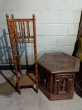 Two End Tables and Bamboo Style Plant Stand