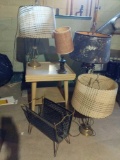 End table, Magazine Rack and 4 Lamps