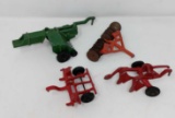 Four Metal Toy Tractor Implements