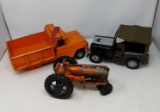 BUDDY L Dump Truck, HUBLEY Tractor and Jeep Military Vehicle