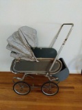 Vintage Baby Carriage with Reclining Back and Removable Top