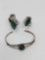 Southwestern Sterling and Malachite Bracelet and Rings