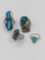 Four Southwestern Sterling and Turquoise Rings