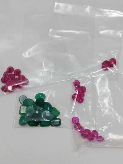 Unset Synthetic Rubies and Chrysoprase Tablets