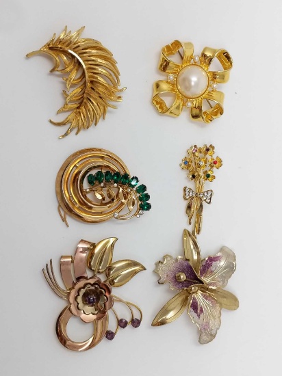 Six Costume Brooches