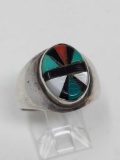 Southwestern Sterling Inlaid Ring