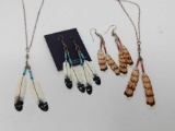 Two Southwestern Pendant and Earring Sets