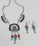 Southwestern Inlaid Necklace and Earring Set