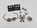 Southwestern Inlaid Sterling Jewelry Grouping