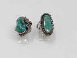 Two Southwestern Sterling and Turquoise Rings