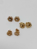 Three Pairs Gold Earrings
