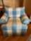 Blue & White Plaid OS Arm Chair