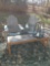 2 Adirondack Chairs, Wooden Garden Bench and Metal/Glass Candle Holder