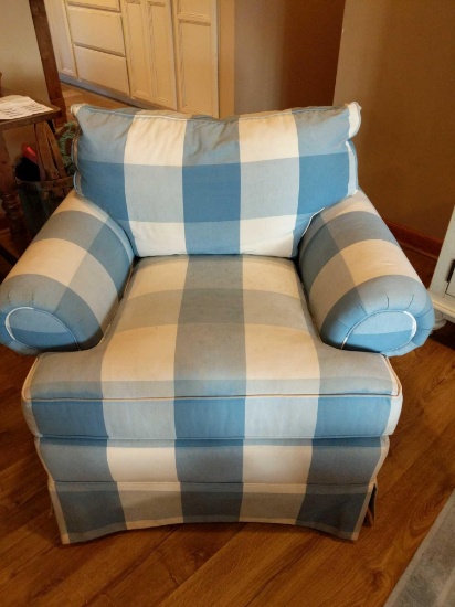 Blue & White Plaid OS Arm Chair