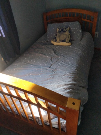 Twin Bed, Mattress, Bedding & Dog Pillow