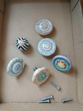 Six Hand Painted Pottery Drawer Pulls
