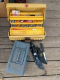 Two Tackle Boxes with Contents and Three Knives