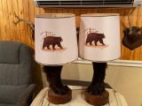 Pair of Bear Leg Lamps with Bear Shades