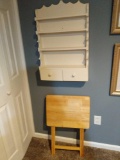 White Cottage Style Wall Shelf and TV Tray