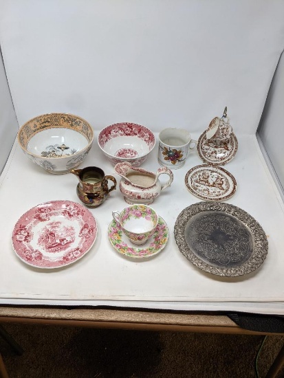 China, Ceramic and Silver Plate Tray
