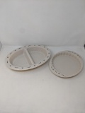 Longaberger Pottery Divided Dish and Quiche Dish