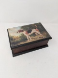 Decorative Wooden Box with Dog