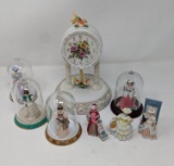 Floral Porcelain Clock and 7 Avon Mrs. Albee Figures
