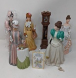 5 Avon Mrs. Albee Figures, Clock & Plaque
