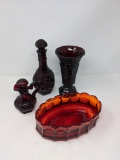 Avon 1876 Cape Cod Collection Vase, Decanter, Cruet and Bicentennial Bowl