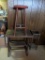 Trestle Table, Red Painted Stool and Wooden Planter