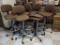 Seven Bar Height Upholstered Stools on Wheels