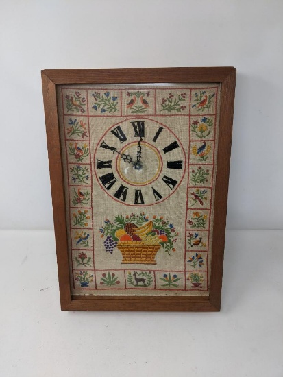 Embroidered Cased Wall Clock