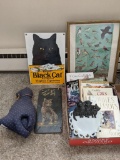 Cat Related Lot and Bird Poster
