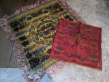 Square Fringed Tapestry and Other Art Nouveau Style Piece