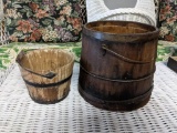 Two Wooden Buckets with Handles
