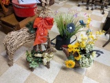 Two Grapevine Deer and Floral Arrangements