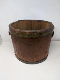 Early Wooden Bucket with Brass Bands