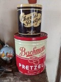 Two Advertising Tins- Charles Chips and Bachman's Pretzels