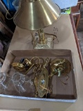 Brass Table Lamp and Brass Wall Sconces